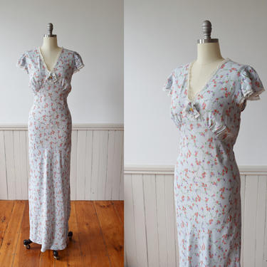 Vintage Bias Cut Nightgown Dress | 1930s | L 