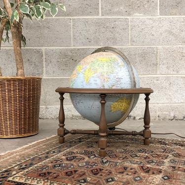 Vintage Globe Lamp Retro 1960s Size 18&amp;quot; Replogle Globe Table + Accent Lamp + Dark Brown Wood Stand + MCM + Mid Century Home Decor + Lighting 