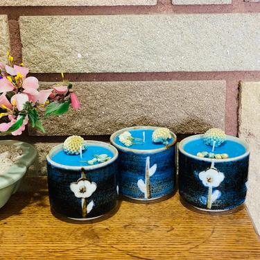 Mid Century Candles Soy Wax in Blue Japanese Cups 