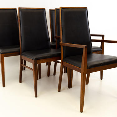 Merton Gershun for Dillingham Mid Century Walnut Dining Chairs - Set of 6 - mcm 