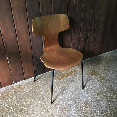 Teak T-Chair 3103 Dining Arne Jacobsen Fritz Hansen Vintage Mid-Century Modern Danish Denmark Scandinavian Minimalist Retro Desk Bentwood 