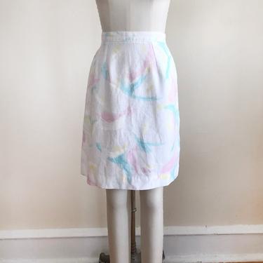 Pastel Abstract Print Mini-Skirt - 1980s 