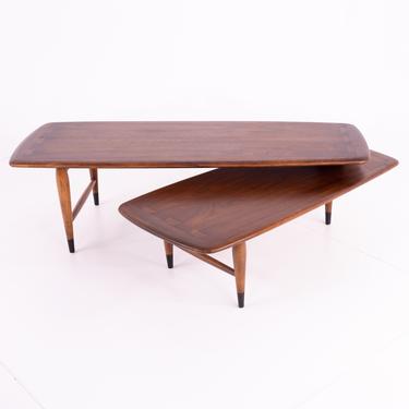 Lane Acclaim Mid Century Walnut Inlaid Dovetail Switchblade Coffee Table - mcm 