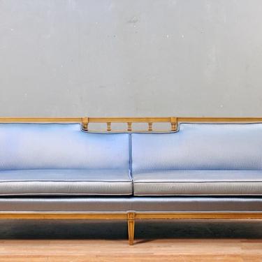Mid Century Metallic Blue Sofa – ONLINE ONLY
