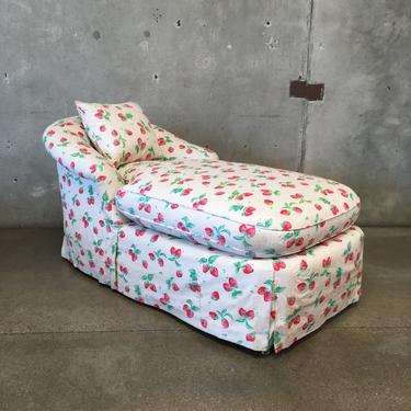Vintage Chaise with Strawberry Chintz Fabric