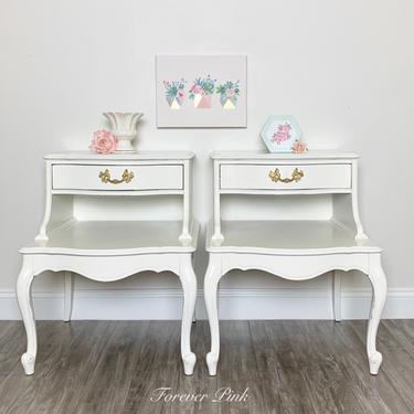 French Provincial Nightstands - Bedside Tables - Nightstands - Painted White Nightstands 