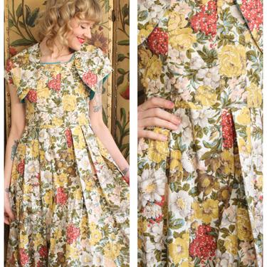 1950s Dress // Joan Hurley Petites Floral Dress // vintage 50s dress 