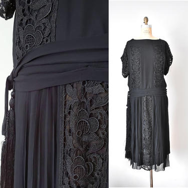 Vivien silk 1920s dress, 20s dress,  vintage clothing, black dress 