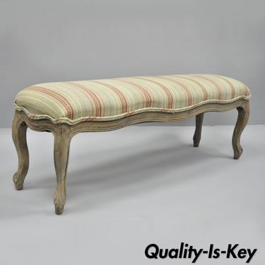 French Country Louis XV Style Long Wooden Upholstered Window Bed Bench 54"
