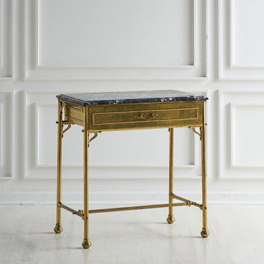 Brass and Marble Console Table with Drawer