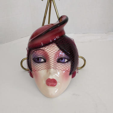 VINTAGE Porcelain Face Mask// 1940's Style with Embellishments 