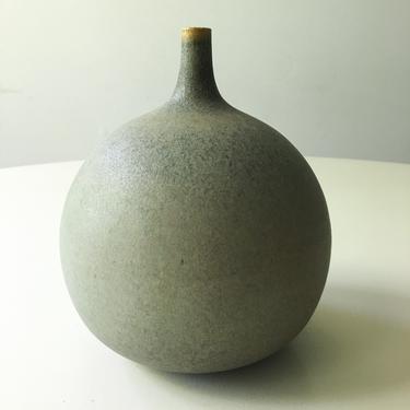 Perfect Weedpot Vase Small Sphere Studio Pottery Signed Art Vintage Mid Century Green 