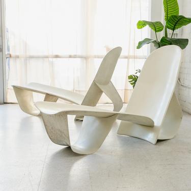 Rare 1971 Fiberglass Lounge Chair in White by Po Shun Leong