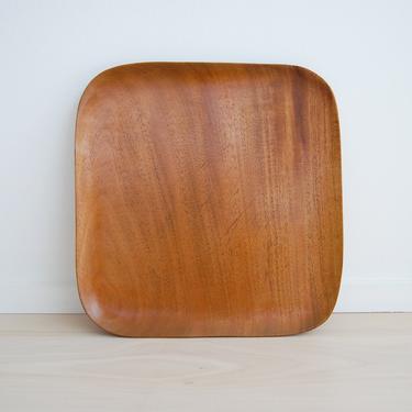 Vintage Square Solid Wooden Tray / Plate 