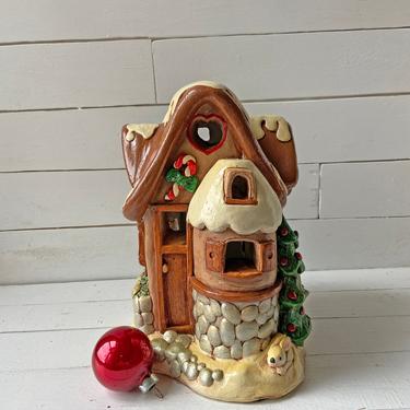 Vintage Christmas, Snow Covered House Decoration // Christmas Village House // Vintage Gingerbread House // Hand Painted Christmas House 