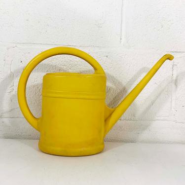 Vintage Yellow Plastic Watering Can 1970s Sunshine Art Line Mid-Century Colorful Home Decor Garden Plants 