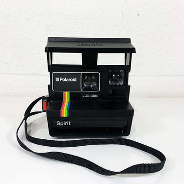 True Vintage Polaroid Spirit Camera 600 Rainbow Stripe Instant Film Photography Tested Working Black Polaroid Originals 1970s 70s 