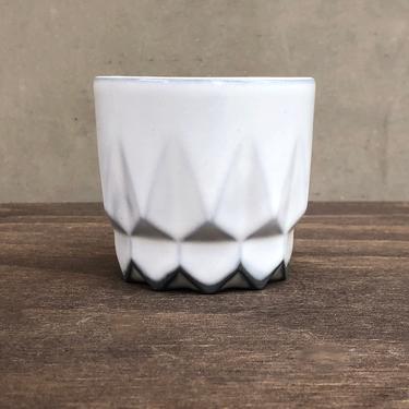 Black Porcelain Ceramic &quot;Hex&quot; Cup  -  Glossy &quot;Snow&quot; 