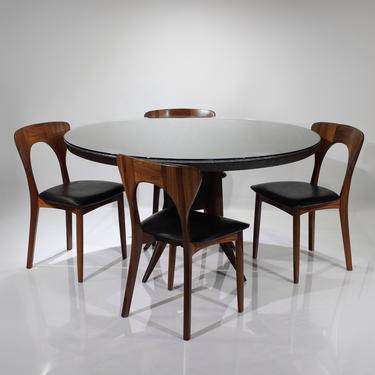 Rare Mid Century Modern Dining Set - Peter Chairs by Niels Koefoed and Vintage Round Table - Rosewood and Teak 
