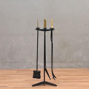 Black &amp; Gold Iron Fireplace Tool Set