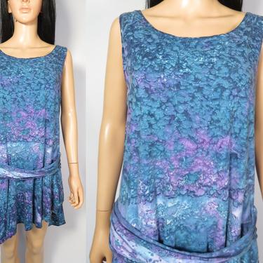 Vintage 80s/90s Tie Dye Tshirt Dress Beach Cover Up Made In USA Size One Size Fits Most 