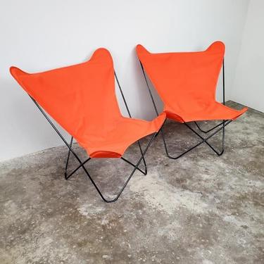 One Mid Century Butterfly Chair W/ New Orange Covers (Please Read Shipping Info in Description) 