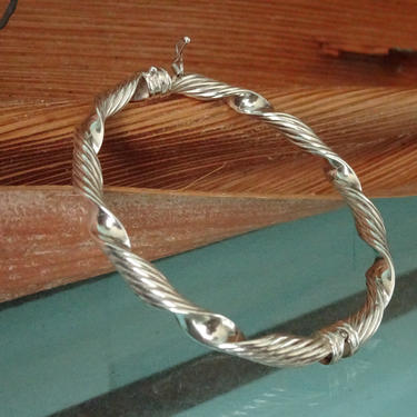 Silver twisted ribbon bangle bracelet Italy 