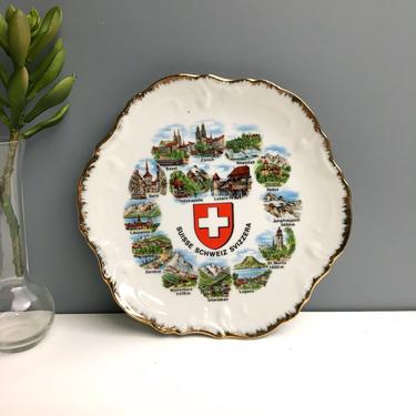 Switzerland travel souvenir plate - cities and landmarks - vintage travel 