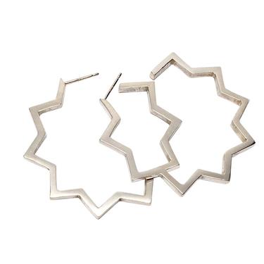 Sterling Silver Geometric Hoop Earrings | Zig Zag Hoop | Silver Hoop Earrings by Sarah Cecelia 