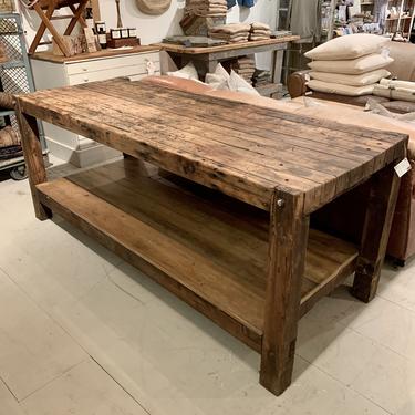 Vintage Butcher Block Work Table with Lower Level