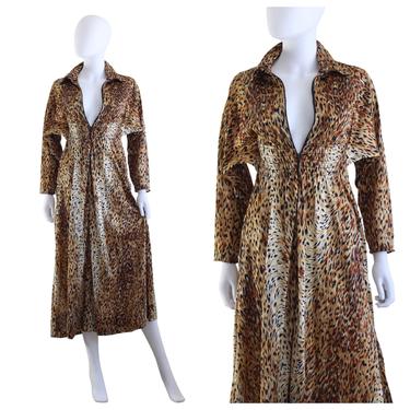 1970s Leopard Print Zip Front Dress - 1970s Leopard Print Dress - Vintage Leopard Print Dress - 1970s Jersey Dress - 70s Dress | Size Medium 