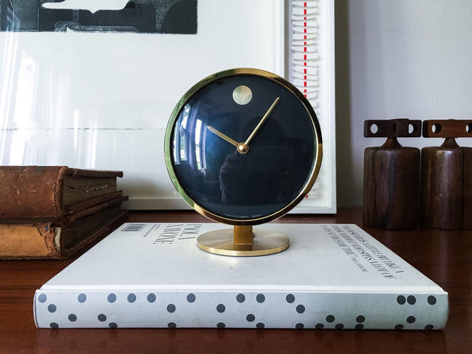 Pristine Howard Miller Solid Brass Museum Desk Clock Vintage Mid