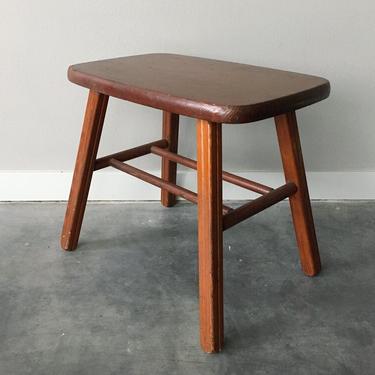 vintage mid century wooden stool / bench table.