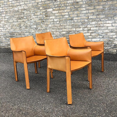 Cassina &#8216;cab 413&#8217; Leather Armchairs 