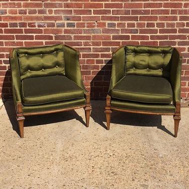 Green silk parlor chairs