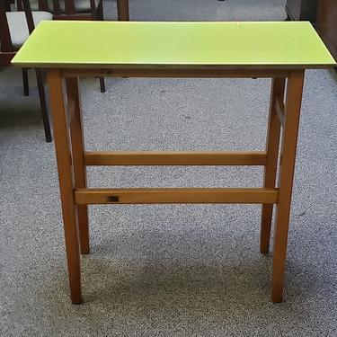 Item #S116 Vintage Maple Side Table w/ Yellow Laminate Top c.1950s