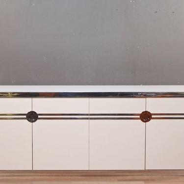 Pierre Cardin 1980s White Laminate &amp; Chrome 6-Drawer Credenza – ONLINE ONLY