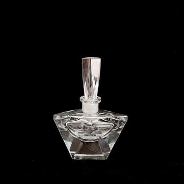 Vintage Fine Art Glass Crystal 5.25&quot; Tall Perfume Bottle with Faceted Design 