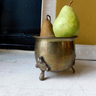 Vintage Mini Brass Footed Planter Pot