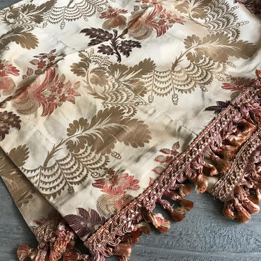 Silk Tapestry Drapery Upholstery Fabric, Gold Floral Silk Jacquard Brocade, Repurpose Project Fabric, Chateau Decor 