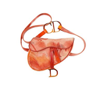 Dior Orange Print Mini Saddle 2way Bag