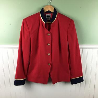70s Leslie Fay uniform jacket - cherry red and navy - large 