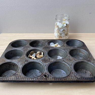 12 count ekco muffin tin - rustic kitchen decor baking photo prop 