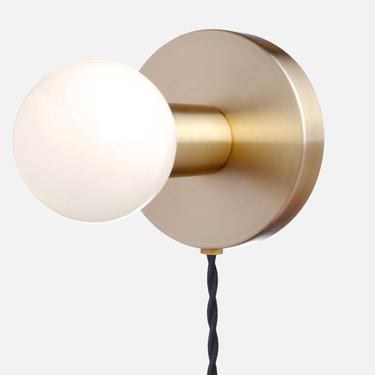Minimal Wall Sconce Plug-in Light - Solid Brass, Modern, Mid-Century, Industrial, Period Lighting, Vintage 
