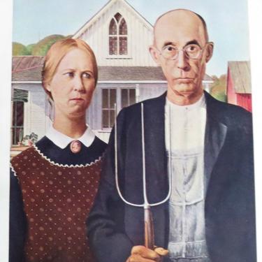 Color Plate from Encyclopedia Brittanica / American Gothic / Grant Wood / 