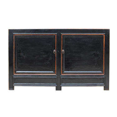 Distressed Rustic Gloss Black Lacquer Credenza Sideboard Table Cabinet cs5678E 