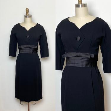 Vintage 1950s Dress 50s Black Cocktail Little Black Dress Harmay 