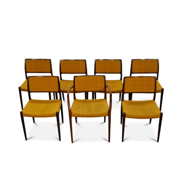 Original Danish 7 N.O. Møller rosewood dining chairs model 80 by LanobaDesign
