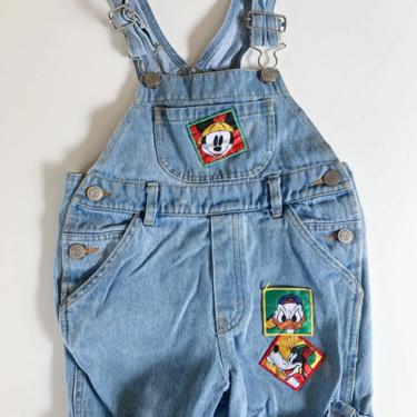Vintage 1990s Toddler Mickey Mouse Denim Shortalls / 4T 