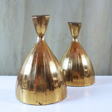 Mid Century Modern Brass Bookends by Norman Bleckner for Tuscan Ware 